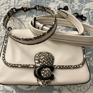**SOLD***Coach Soft Tabby Shoulder Bag. Chalk with snakeskin detail.